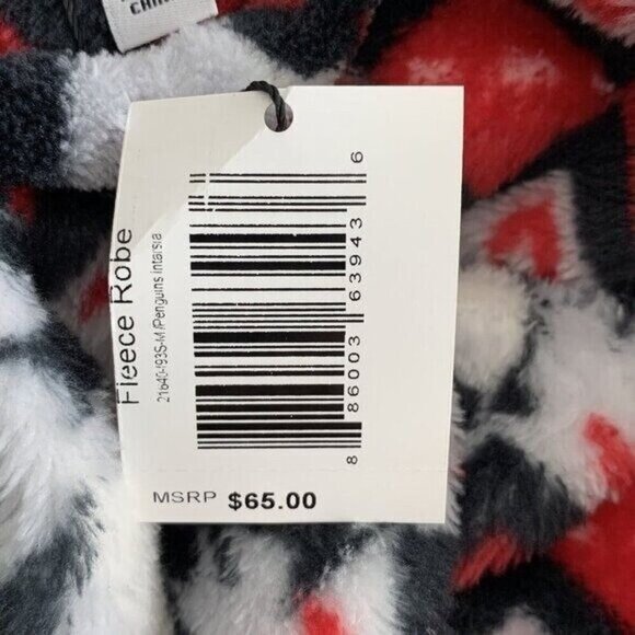 NEW‎ Vera Bradley Plush Hooded Robe Womens Small Medium Penguins Intarsia Tie - Picture 5 of 12